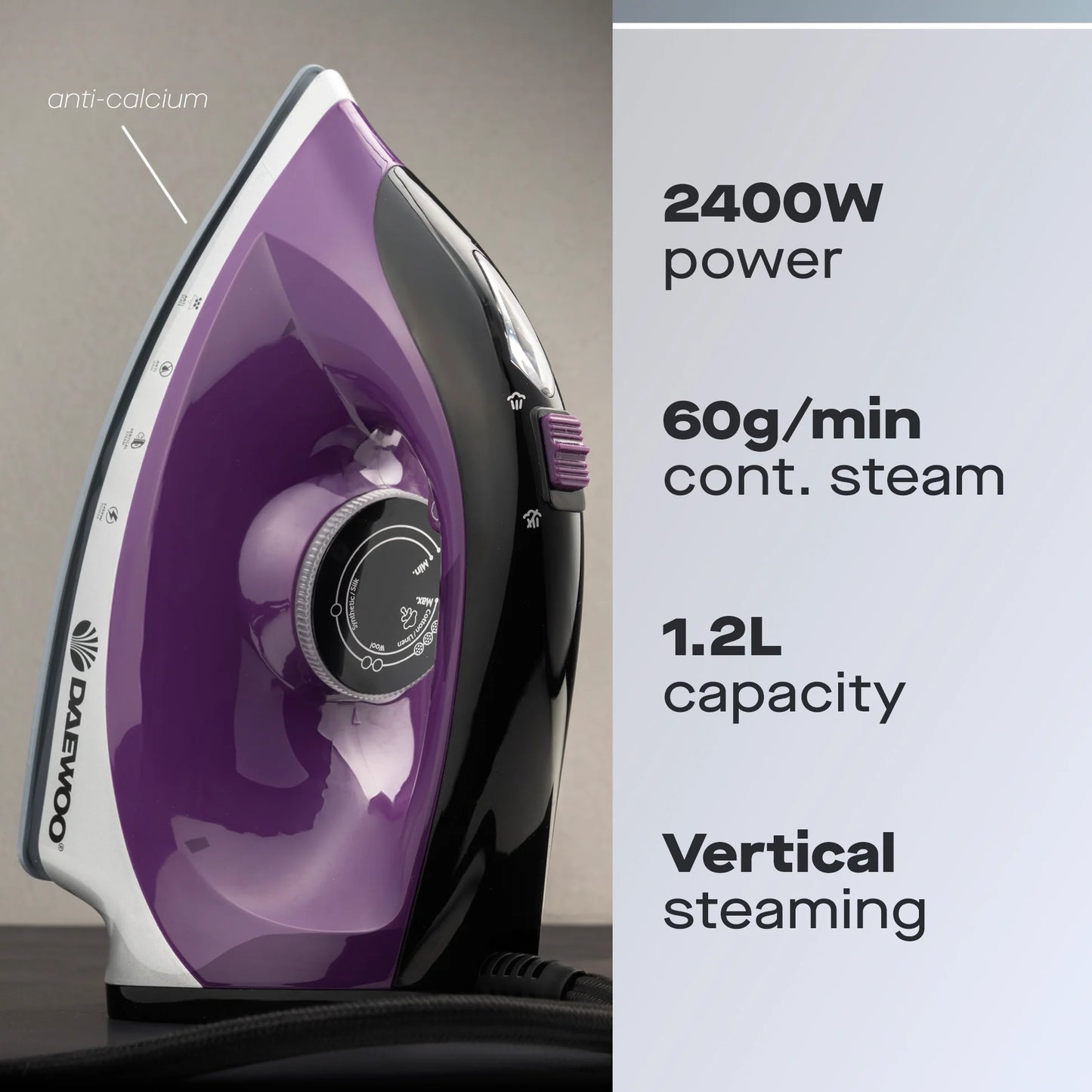 Daewoo 2400W 1.2L Steam Generator Iron Station with Detachable Water Tank