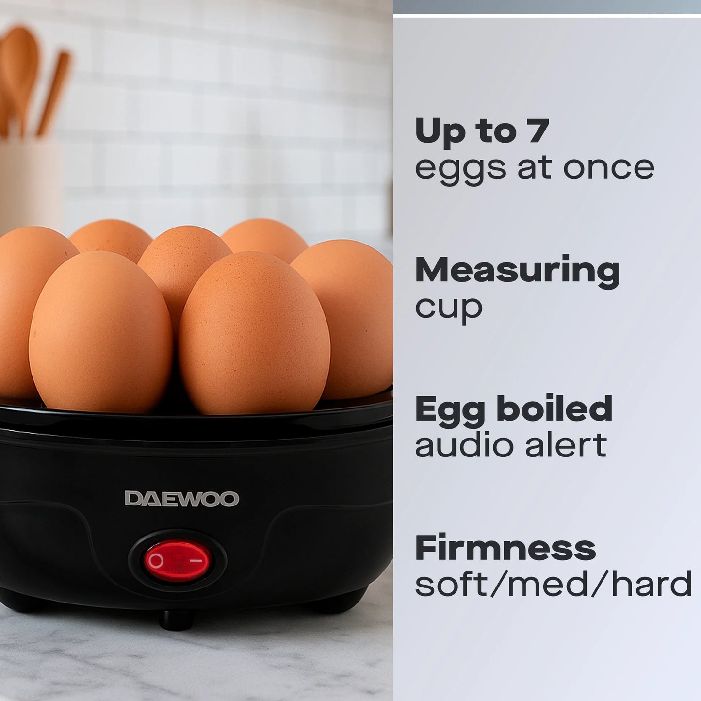 Daewoo Essentials Egg Boiler 7 Egg Capacity 350W SDA2688GE – Compact Electric Egg Cooker