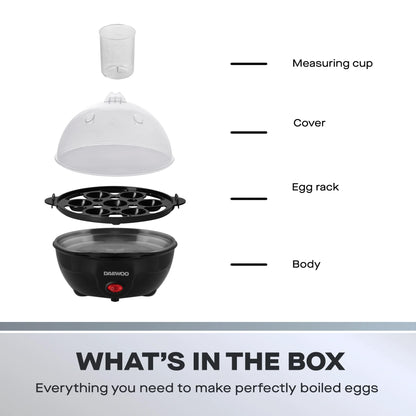 Daewoo Essentials Egg Boiler 7 Egg Capacity 350W SDA2688GE – Compact Electric Egg Cooker