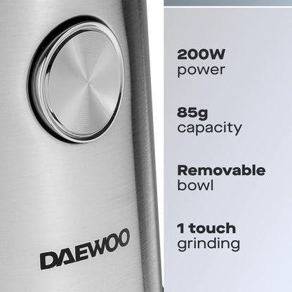 Daewoo Wet &Dry Coffee & Spice Grinder 200W 85g – Stainless Steel SDA2697GE