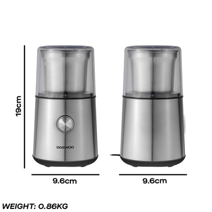 Daewoo Wet &Dry Coffee & Spice Grinder 200W 85g – Stainless Steel SDA2697GE