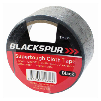 48mm x 10m SUPERTOUGH CLOTH TAPE - BLACK TM271