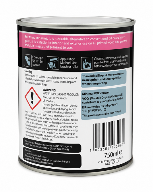 YourHome Non-Drip Gloss Black 750ml – Interior & Exterior Paint for Wood & Metal - Default Title