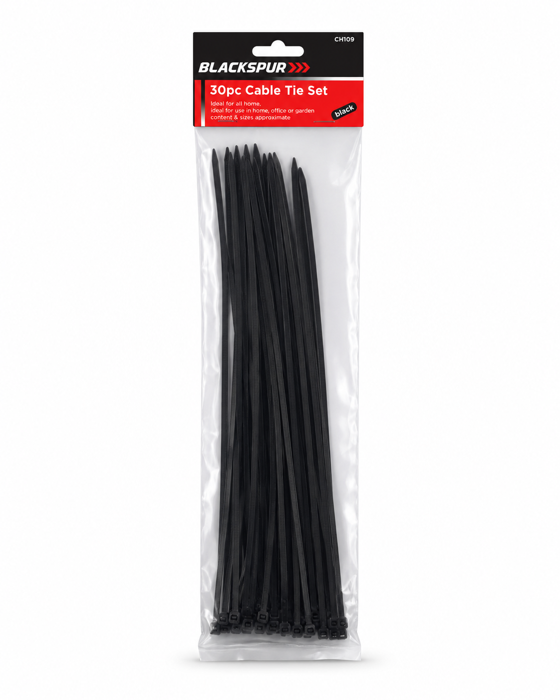 30PC Black Cable Tie Set 15" x 4.8mm – Self-Locking Heavy Duty Ties