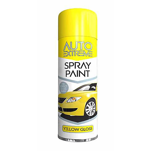 Auto Extreme Yellow Gloss Car Spray Paint 250ml – Fast Dry Multi-Surface Aerosol