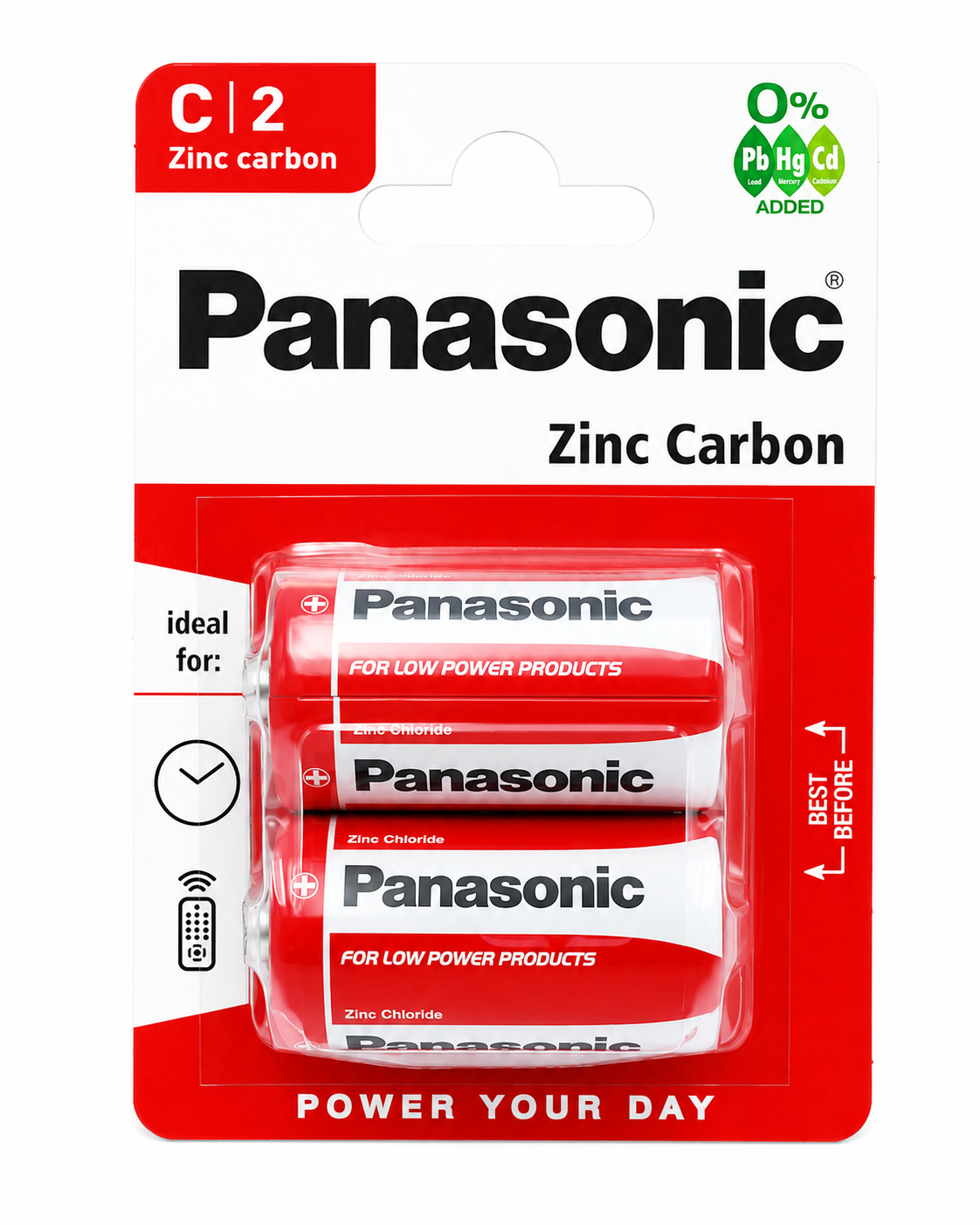 Panasonic C Zinc Carbon Batteries 2 Pack – C2 1.5V Everyday Batteries