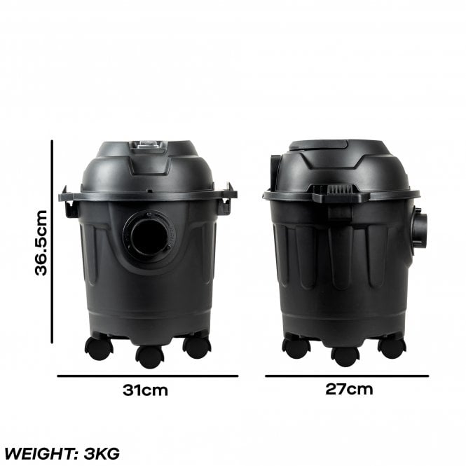 Daewoo 10L Black Wet & Dry Cylinder Vacuum Cleaner, 1000W