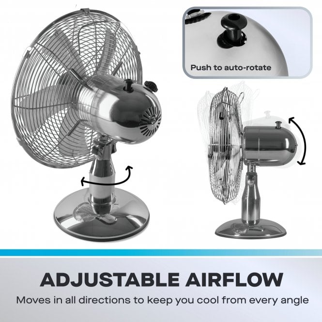 Daewoo 12" Chrome Metal Desk Fan