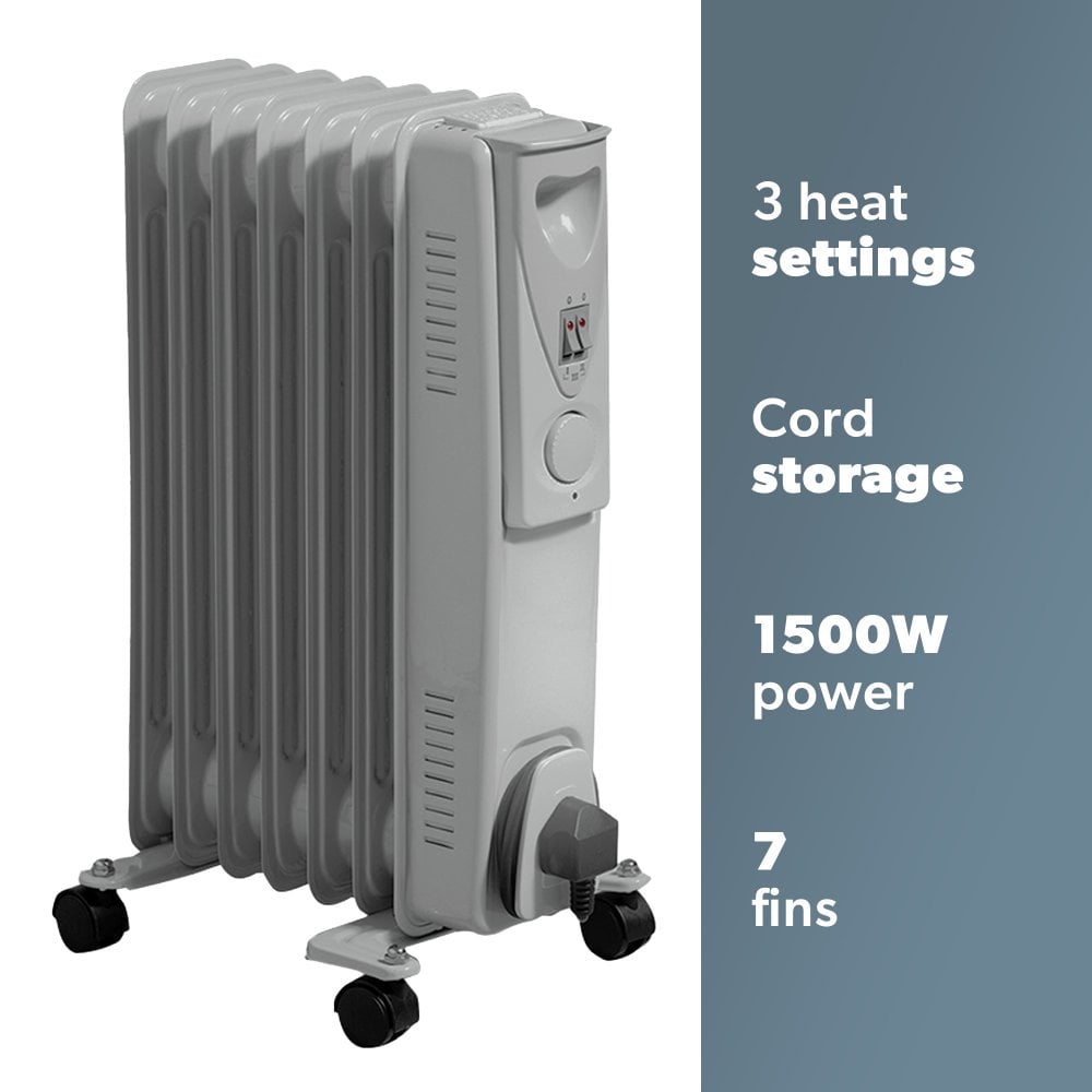 Daewoo 1500W Oil Filled Radiator, 3 Years Warranty, HEA1130GE