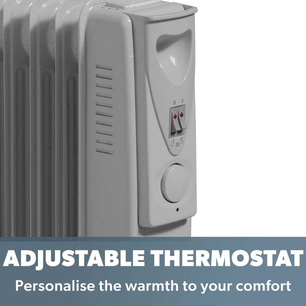 Daewoo 1500W Oil Filled Radiator, 3 Years Warranty, HEA1130GE