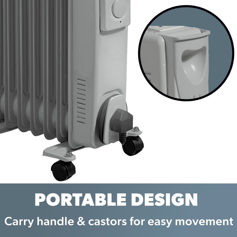 Daewoo 1500W Oil Filled Radiator, 3 Years Warranty, HEA1130GE