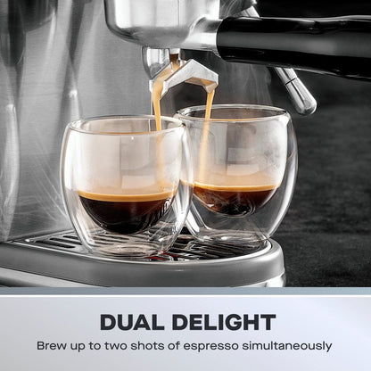 Daewoo 20 Bar Digital Compact Espresso Coffee Maker – Sleek Design with Digital Display & Milk Frother