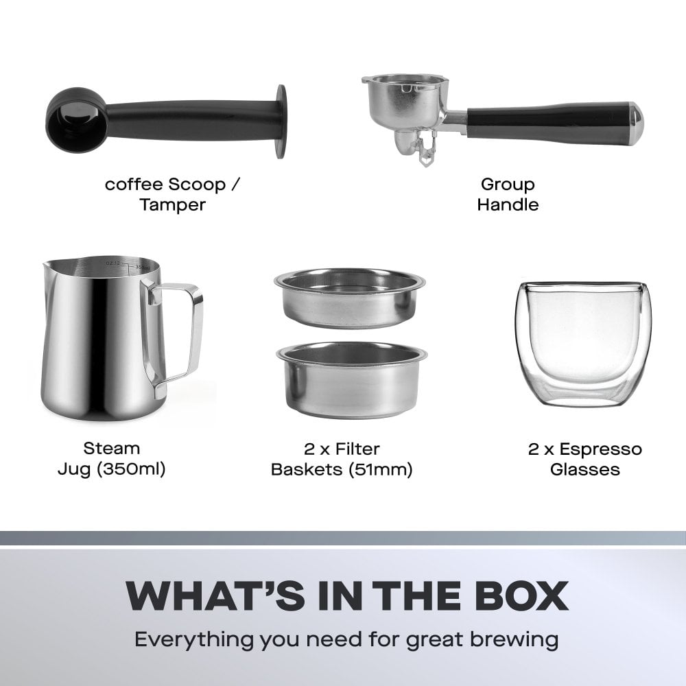 Daewoo 20 Bar Digital Compact Espresso Coffee Maker – Sleek Design with Digital Display & Milk Frother