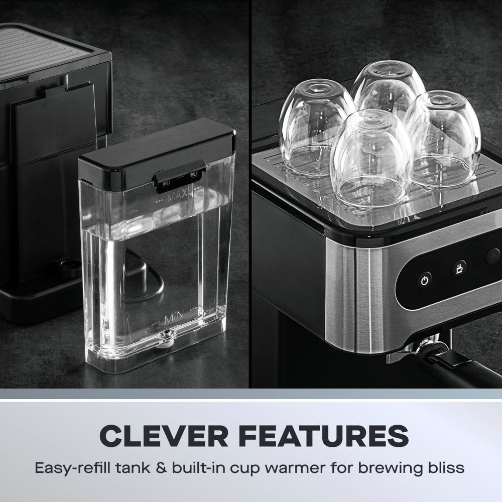 Daewoo 20 Bar Espresso Coffee Maker with Steam Wand – Professional Quality Brewing at Home