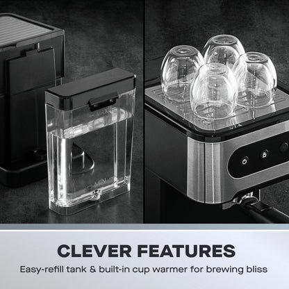 Daewoo 20 Bar Espresso Coffee Maker with Steam Wand – Professional Quality Brewing at Home