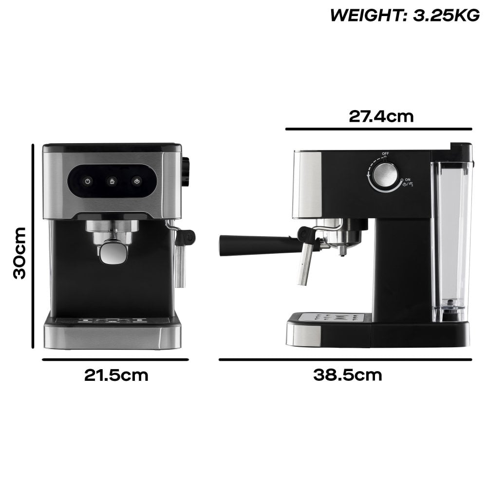 Daewoo 20 Bar Espresso Coffee Maker with Steam Wand – Professional Quality Brewing at Home