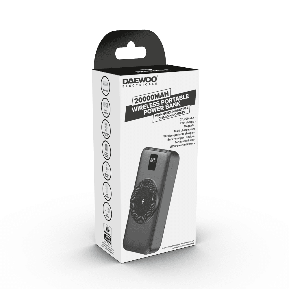 Daewoo 20000mAh Portable Power Bank with Built-in Cables