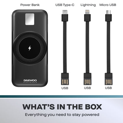 Daewoo 20000mAh Portable Power Bank with Built-in Cables