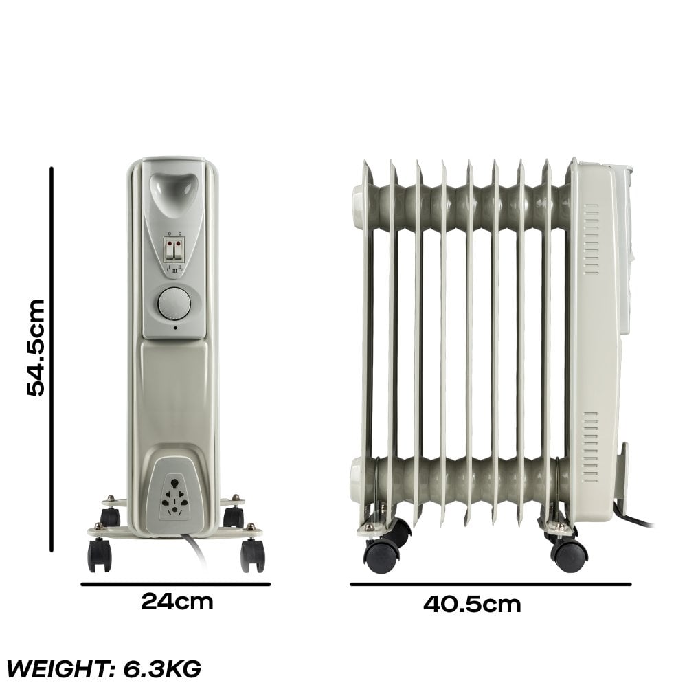 Daewoo 2000W Oil Filled Radiator, 3 Years Warranty, HEA1141GE