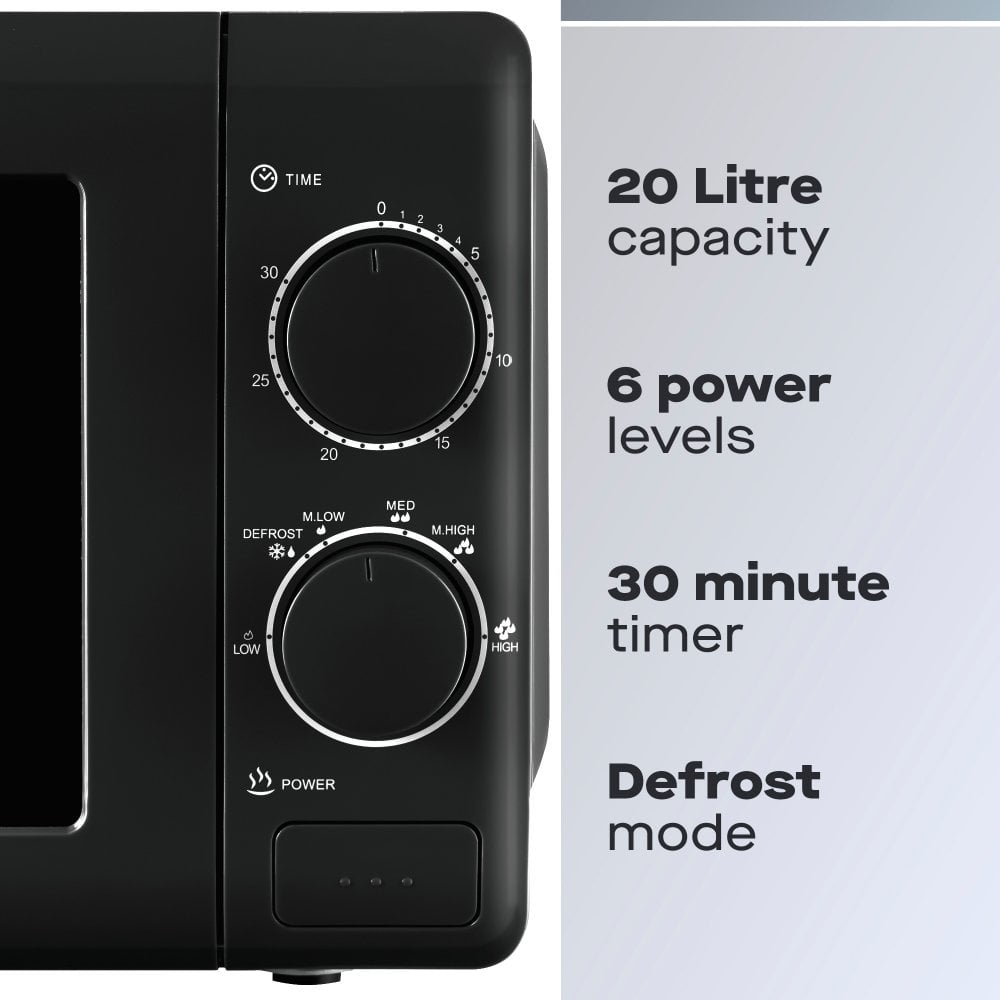 Daewoo 20L Black Manual 800W Microwave