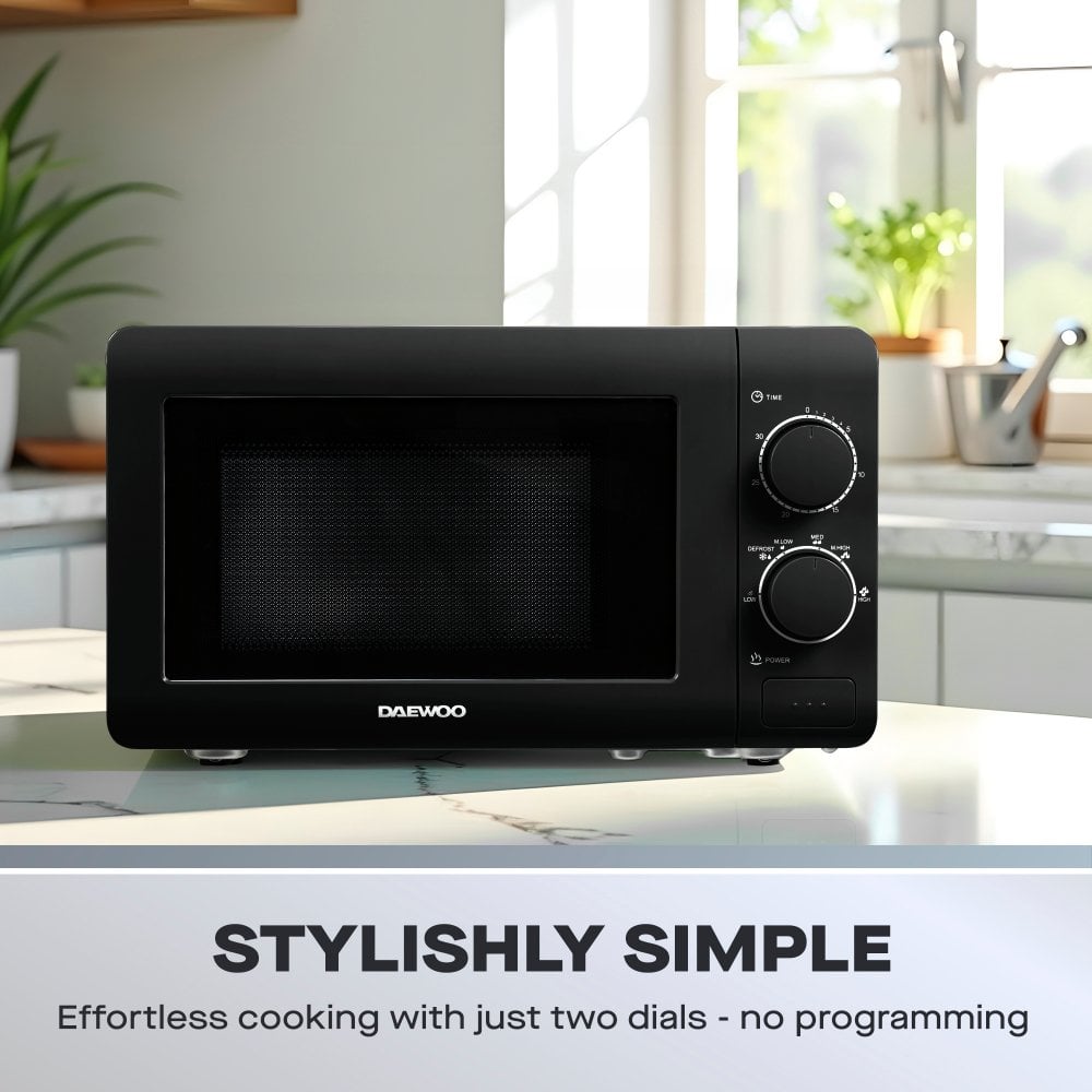 Daewoo 20L Black Manual 800W Microwave