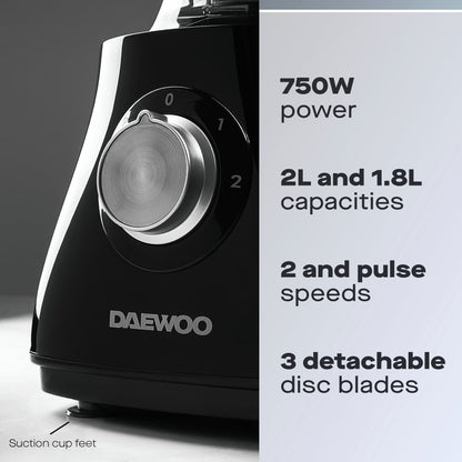 Daewoo 750W 2L Food Processor & 1.8L Blender Combo