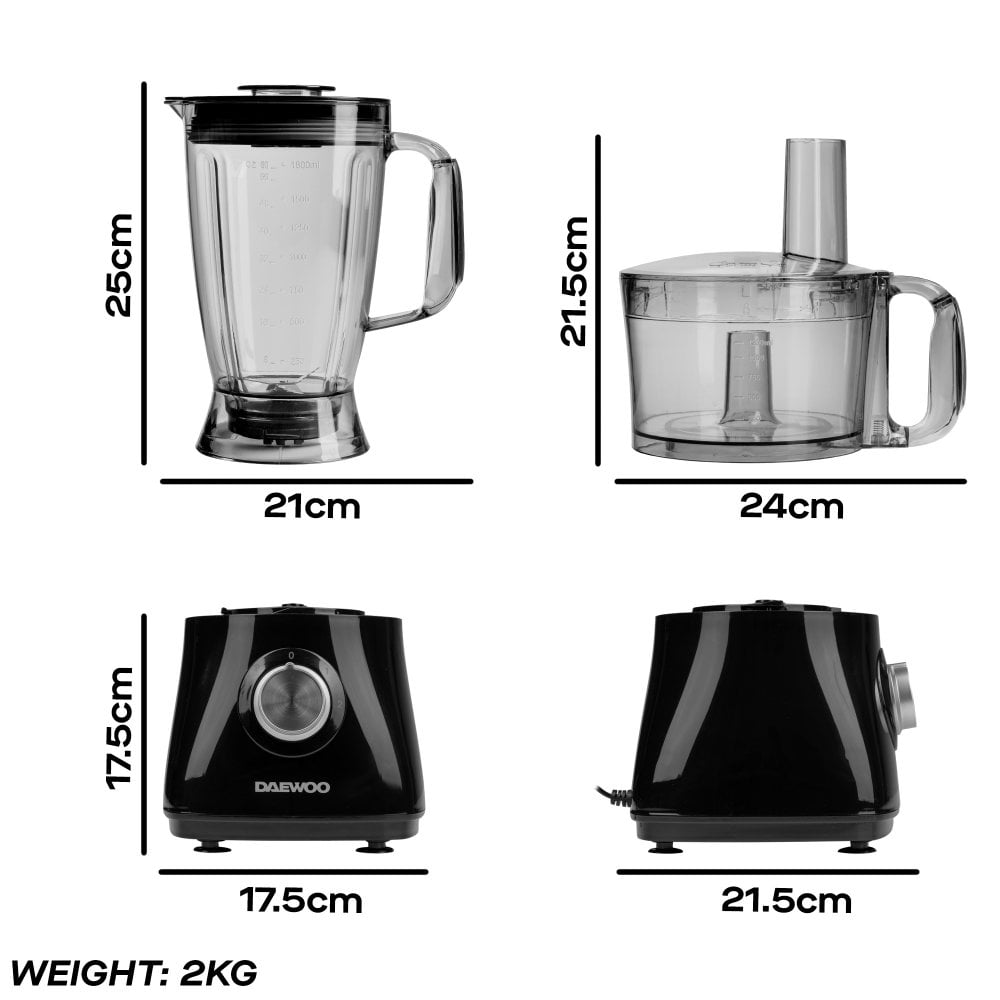 Daewoo 750W 2L Food Processor & 1.8L Blender Combo