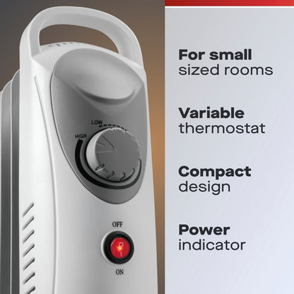 Daewoo 800W Mini Oil Filled Radiator, 3 Years Warranty, HEA1140GE