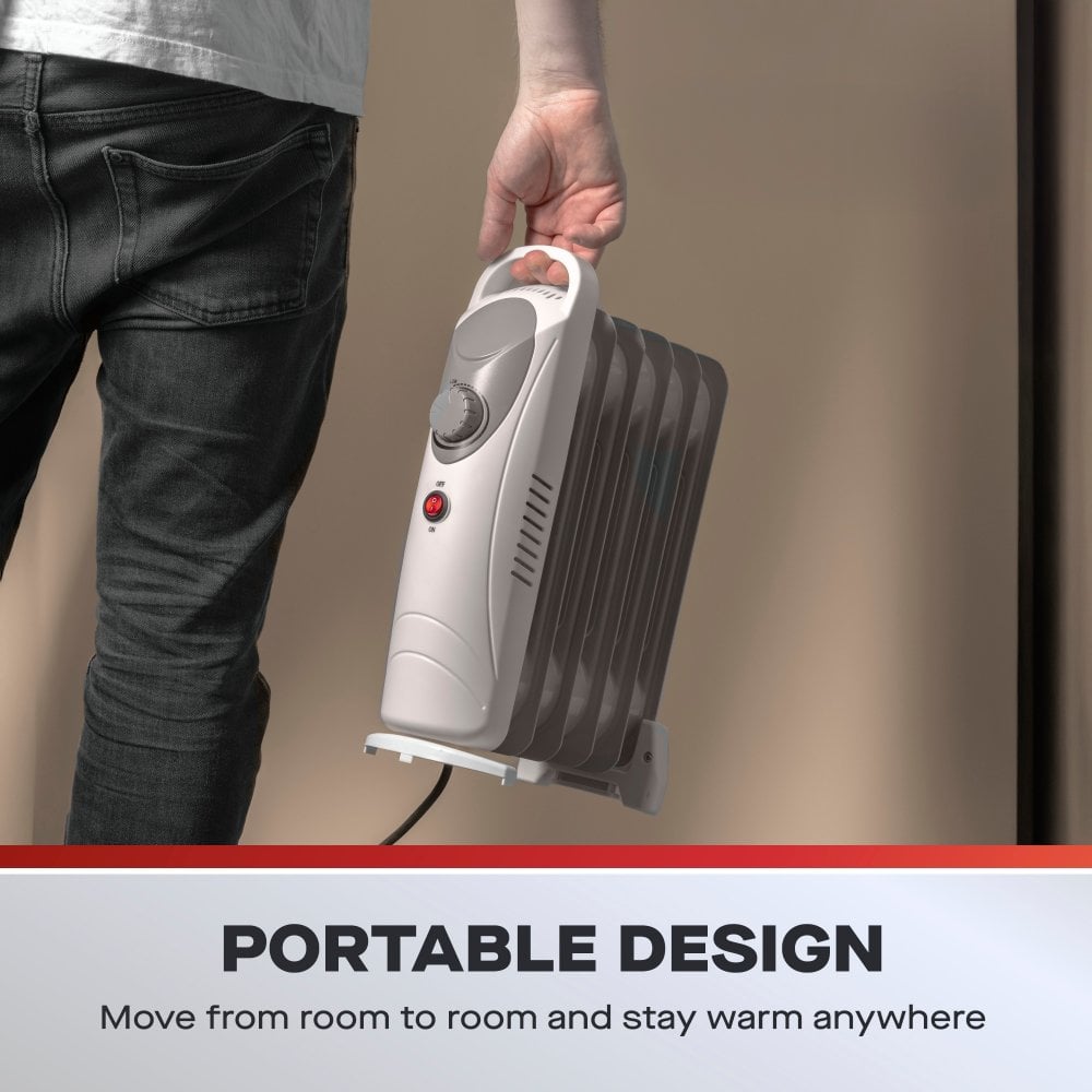 Daewoo 800W Mini Oil Filled Radiator, 3 Years Warranty, HEA1140GE