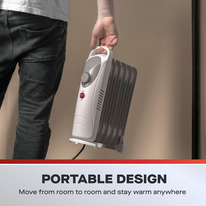 Daewoo 800W Mini Oil Filled Radiator, 3 Years Warranty, HEA1140GE