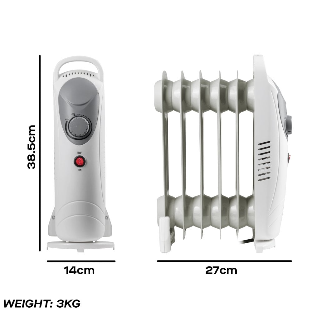 Daewoo 800W Mini Oil Filled Radiator, 3 Years Warranty, HEA1140GE