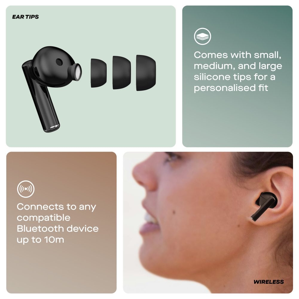 Daewoo Black Air Buds True Wireless Bluetooth Earbuds