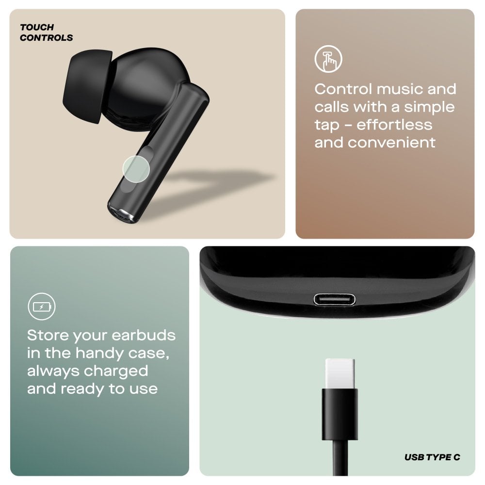 Daewoo Black Air Buds True Wireless Bluetooth Earbuds