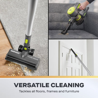 Daewoo Cyclone Freedom 2-in-1 Cordless Vacuum Cleaner – Lightweight & Powerful Suction, FLR00185GE