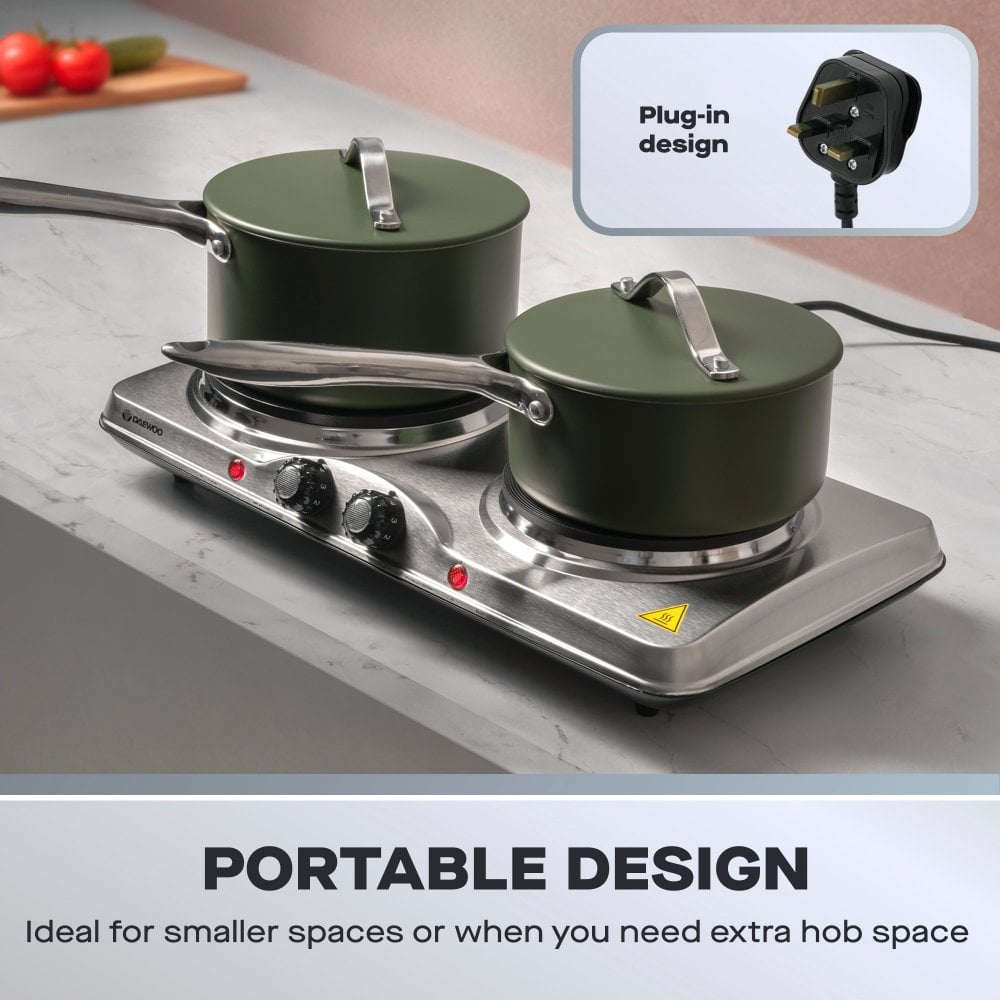 Daewoo Double 2500W Stainless Steel Hot Plate