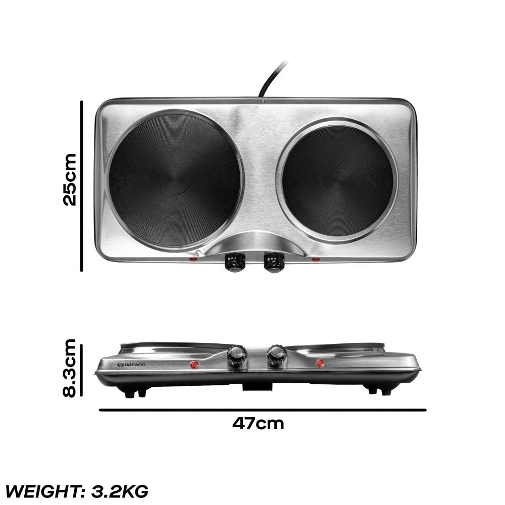 Daewoo Double 2500W Stainless Steel Hot Plate