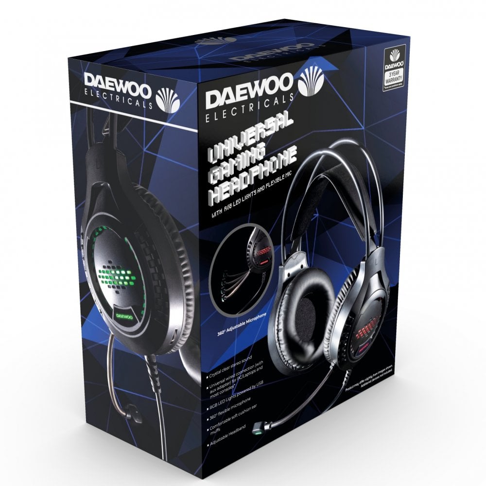 Daewoo RGB Light Up Wired Gaming Headphones