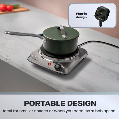 Daewoo Single 1500W Stainless Steel Hot Plate Hob
