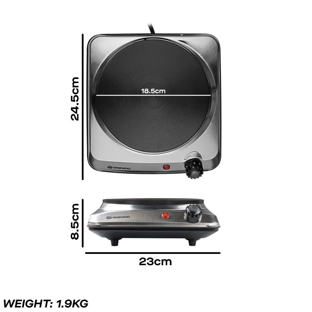 Daewoo Single 1500W Stainless Steel Hot Plate Hob
