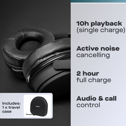 Daewoo Sonic Beat Noise Cancelling Bluetooth Headphones with Travel Case