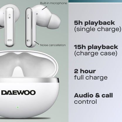 Daewoo White Air Buds Pro Noise Cancelling Bluetooth Earbuds