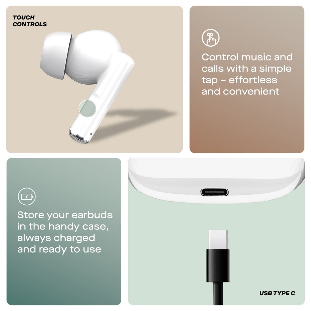 Daewoo White Air Buds True Wireless Bluetooth Earbuds