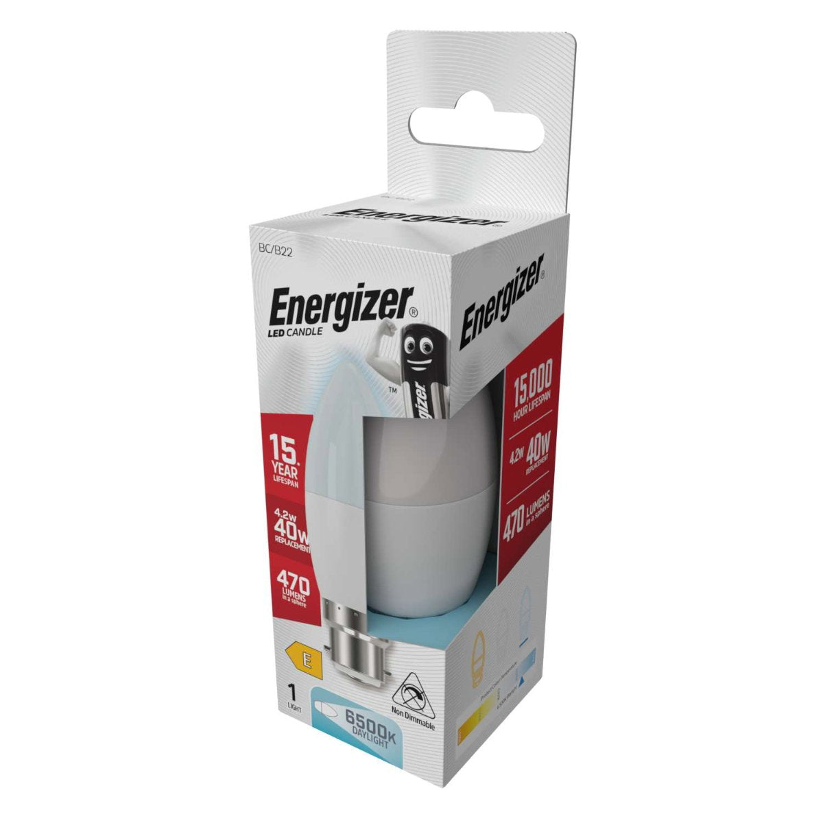 Energizer LED Candle B22 4.2W – 470 Lumens 6500K Daylight BC Bulb S9416