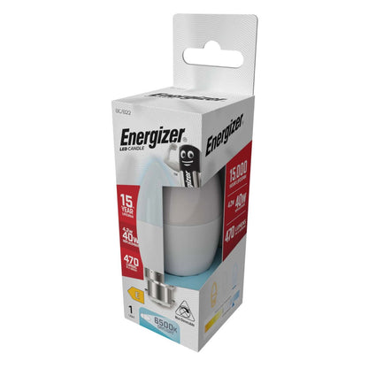 Energizer LED Candle B22 4.2W – 470 Lumens 6500K Daylight BC Bulb S9416
