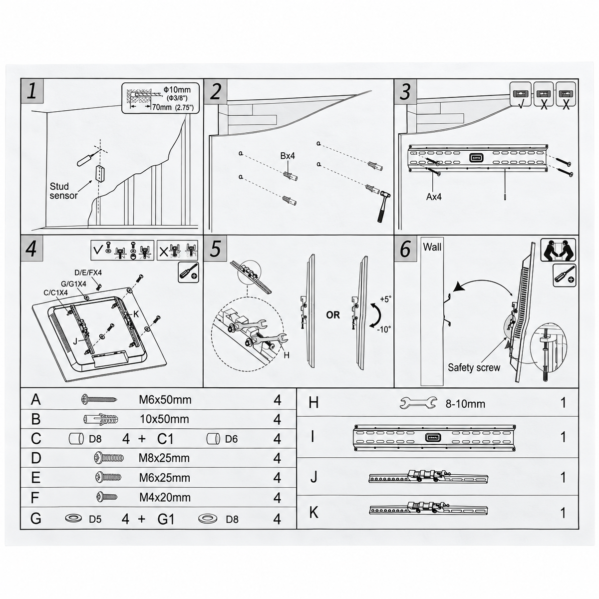 Kingavon Tilting TV Wall Mount 32"-70"