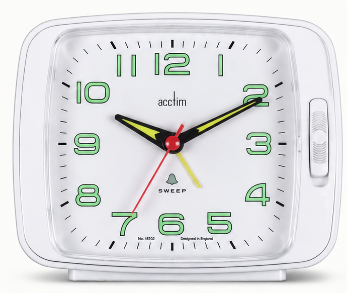 Acctim Ada Alarm Clock White 15702 – Non-Ticking Bell Alarm with Snooze &amp; Luminous Display