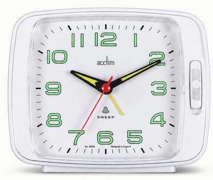 Acctim Ada Alarm Clock White 15702 – Non-Ticking Bell Alarm with Snooze &amp; Luminous Display