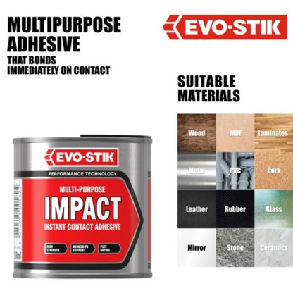 Evo-Stik Impact Adhesive 30g & 65gTube 250ml & 500ml Tin & 500ml Aerosole