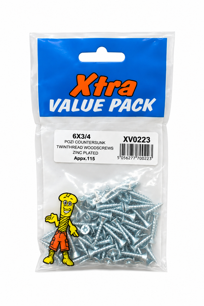 Extra Value Pack Pozi Wood Screws 3.5 x 19mm (6g x 3/4 inch)