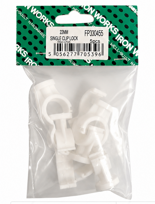 Iron Works 22mm Single Wrap Pipe Clips 5 Pack – Plastic Pipe Fixing Clips FP390455